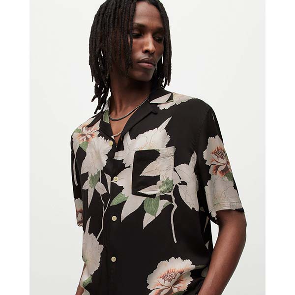 Allsaints Australia Mens Alamein Floral Shirt Black AU03-689